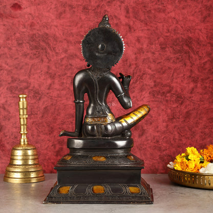 Brass Superfine Goddess Uma Parvati Sitting Statue - Black Antique 12.5"