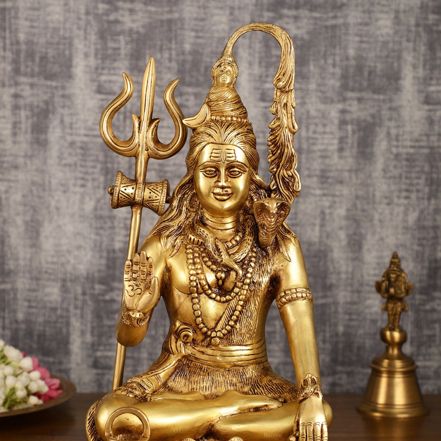 Pure Brass Highly Detailed Lord Shiva Statue | 14 Inch