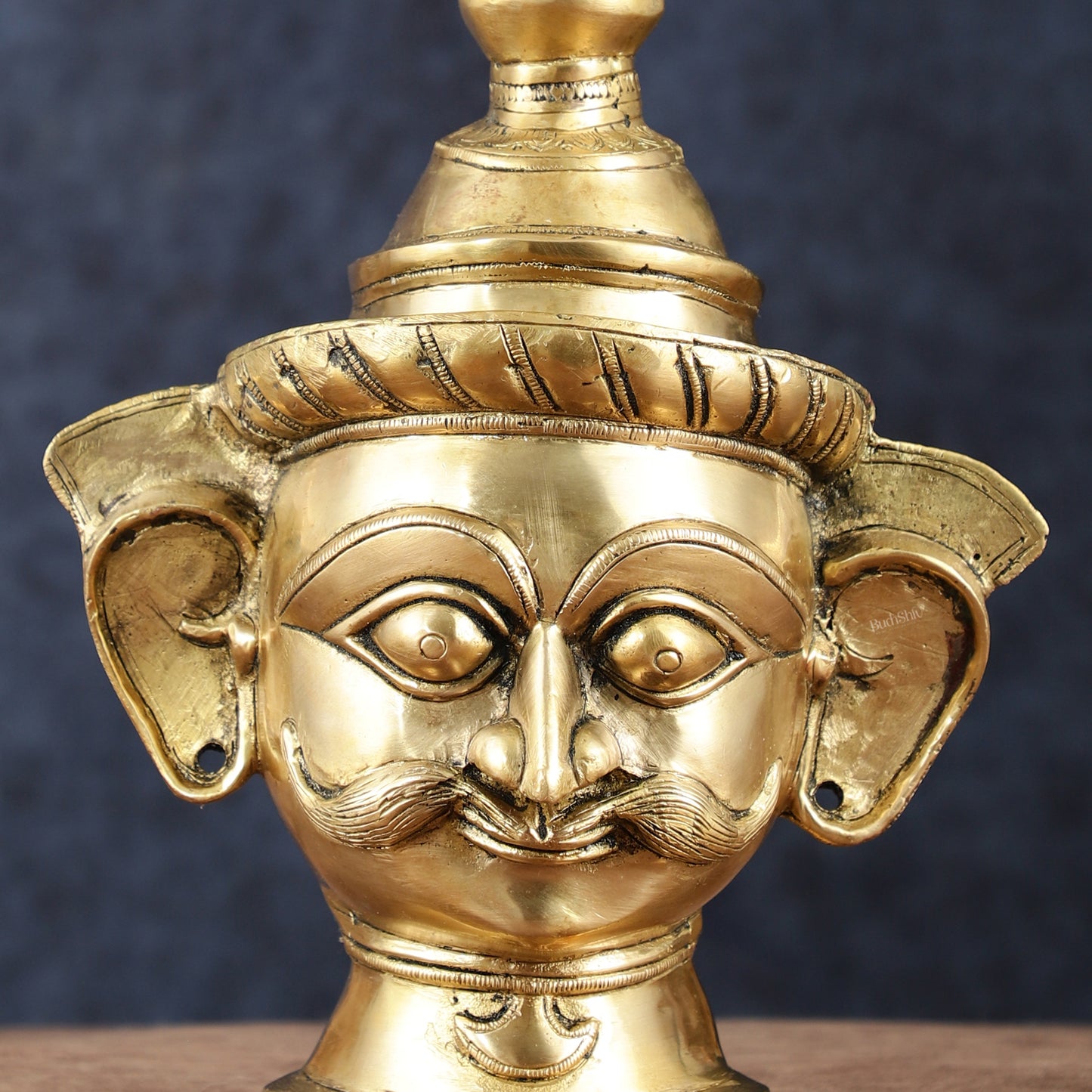 Brass Lord Shiva Mahakaal Mukhalingam Face Head Sculpture | 10"