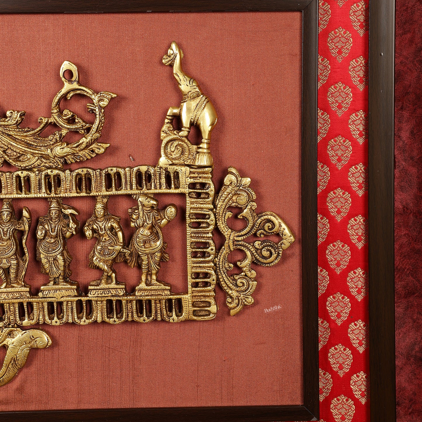 Pure Brass Dashavatar Wall Hanging on Wooden Frame with Premium Fabric | 21.5 Inch Height