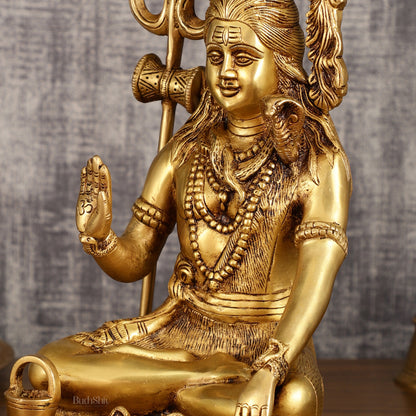 Pure Brass Highly Detailed Lord Shiva Statue | 14 Inch