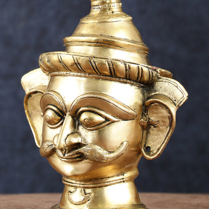 Brass Lord Shiva Mahakaal Mukhalingam Face Head Sculpture | 10"