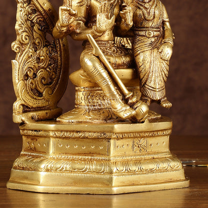 Pure Brass Vishnu Lakshmi Seated on Sheshanaaga Idol 10 inch