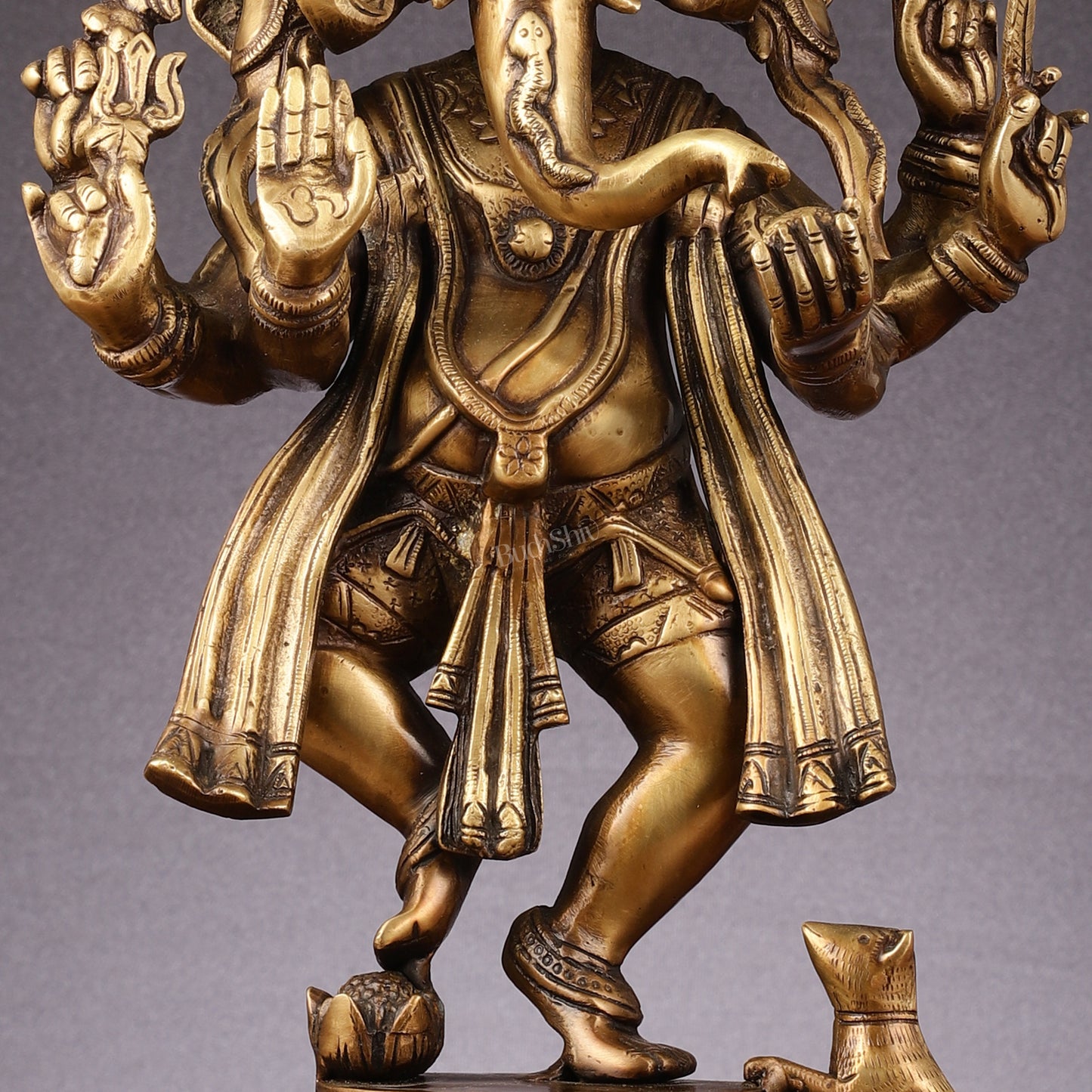Brass Dancing Panchmukhi Ganesha Statue - 15 Inch tall