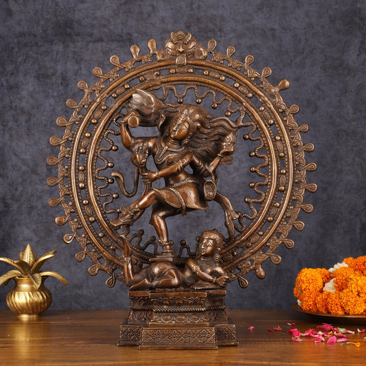 Vintage Brass Superfine Nataraja Statue with Beautiful Dreadlocks - 17" Divine Sculpture