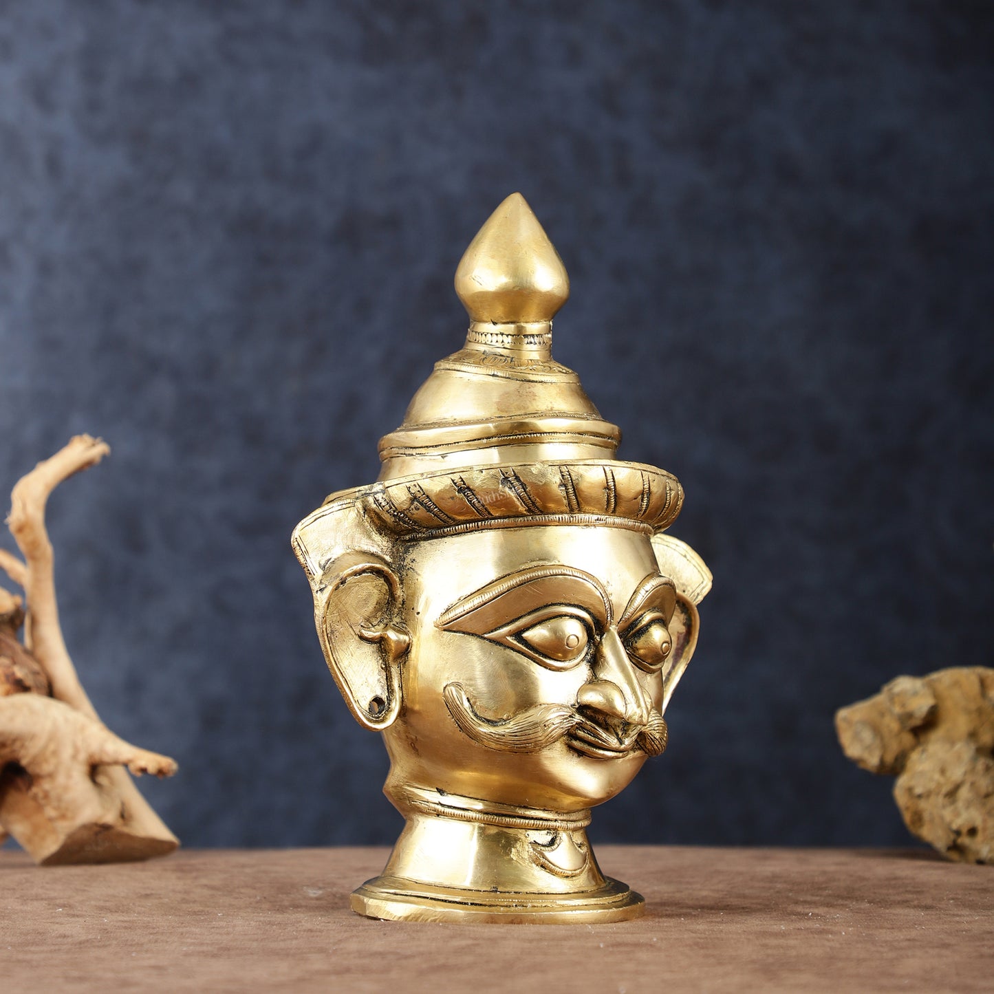 Brass Lord Shiva Mahakaal Mukhalingam Face Head Sculpture | 10"