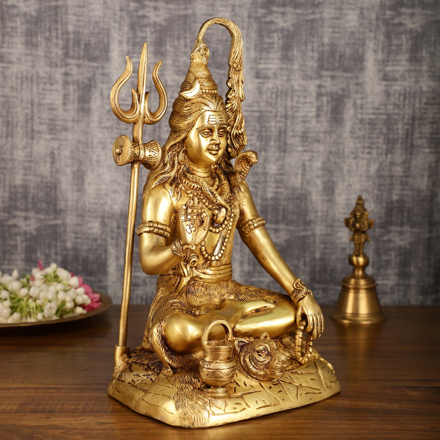 Pure Brass Highly Detailed Lord Shiva Statue | 14 Inch