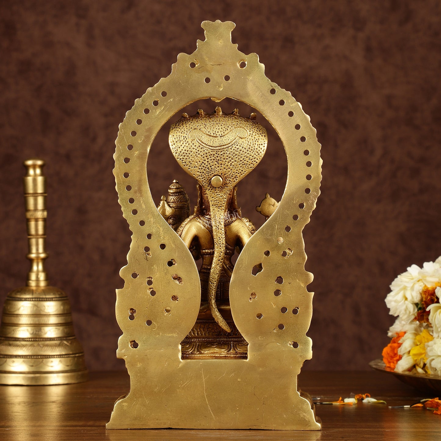 Pure Brass Vishnu Lakshmi Seated on Sheshanaaga Idol 10 inch