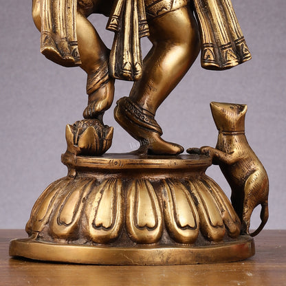 Brass Dancing Panchmukhi Ganesha Statue - 15 Inch tall