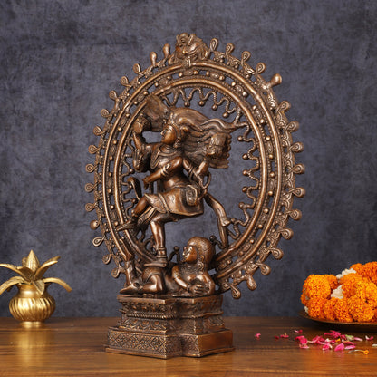 Vintage Brass Superfine Nataraja Statue with Beautiful Dreadlocks - 17" Divine Sculpture