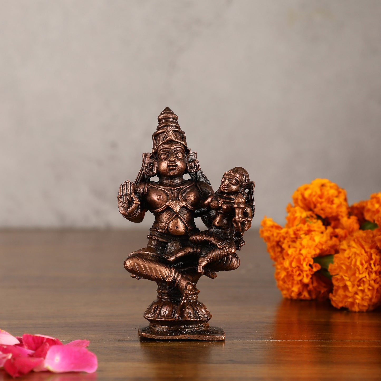 Pure Copper Relaxed Sita Ram Idol - 4 Inches