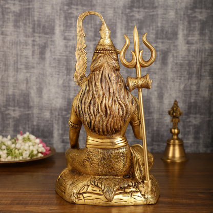 Pure Brass Highly Detailed Lord Shiva Statue | 14 Inch