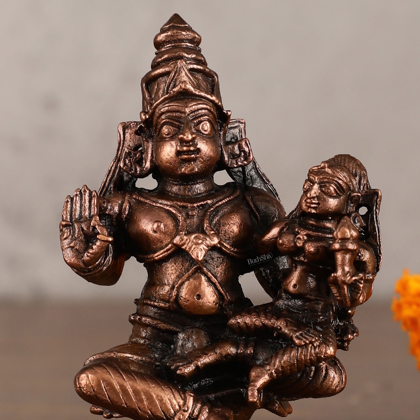 Pure Copper Relaxed Sita Ram Idol - 4 Inches