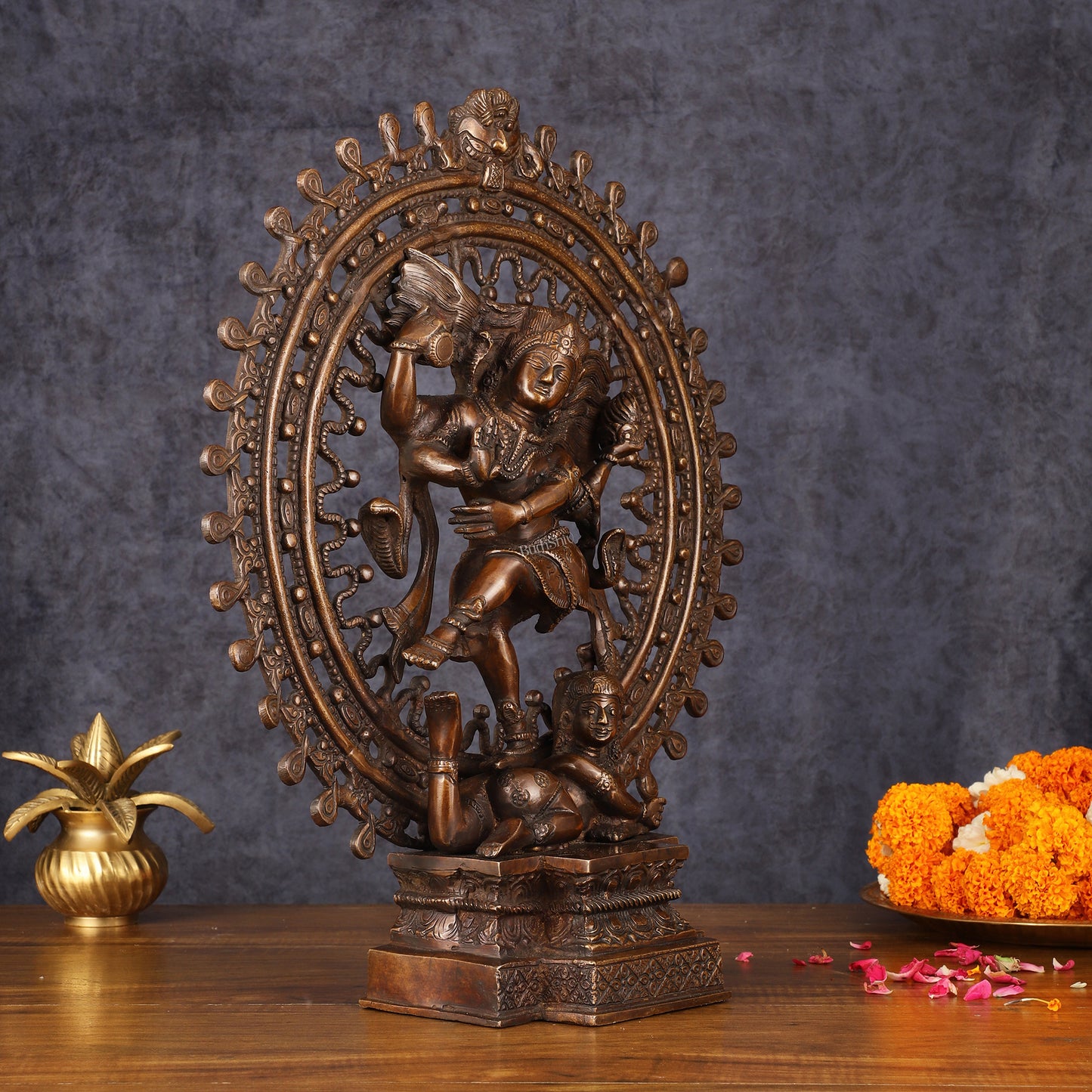 Vintage Brass Superfine Nataraja Statue with Beautiful Dreadlocks - 17" Divine Sculpture