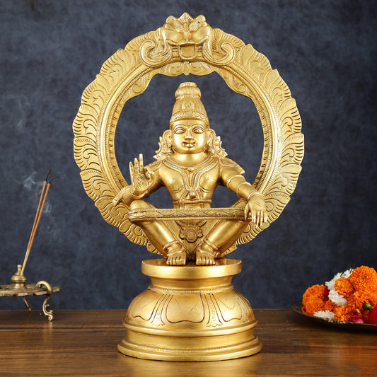 Brass Lord Ayyappa Swamy Ayyappan Statue - 18"