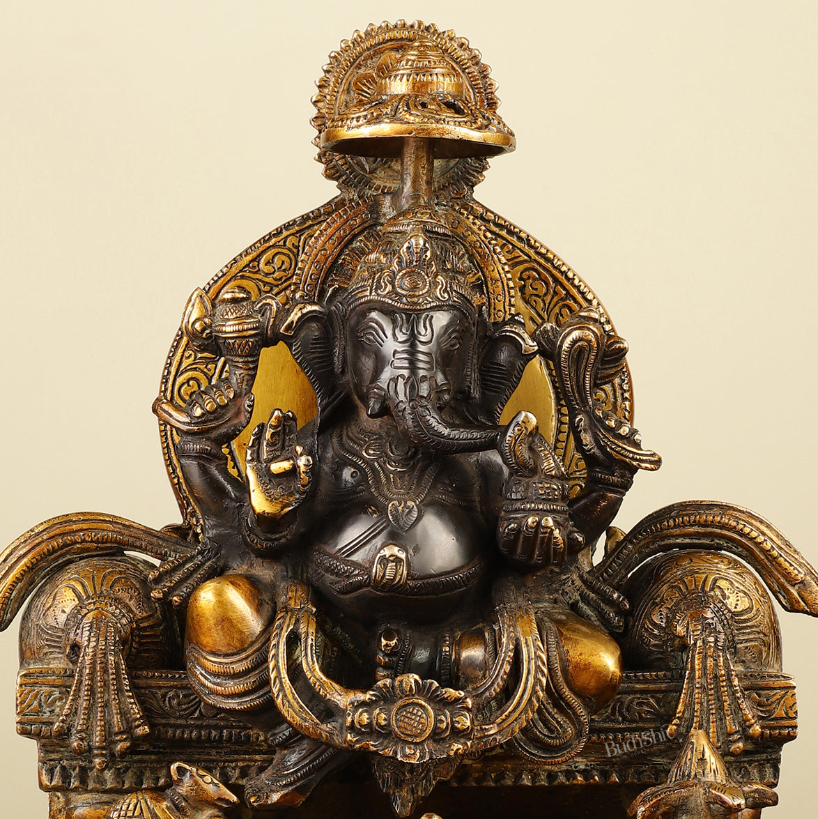 Fine Brass Handcrafted Lord Ganesha Statue - Black 10"