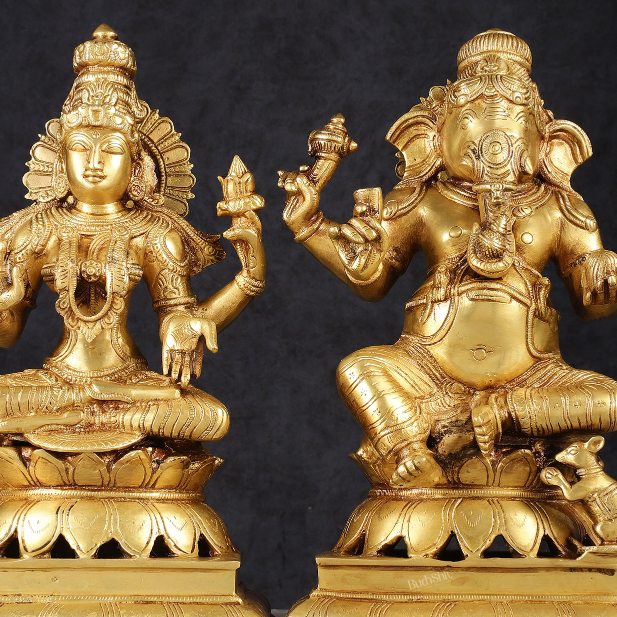 Brass Ganesh Lakshmi Pair - 12 inch