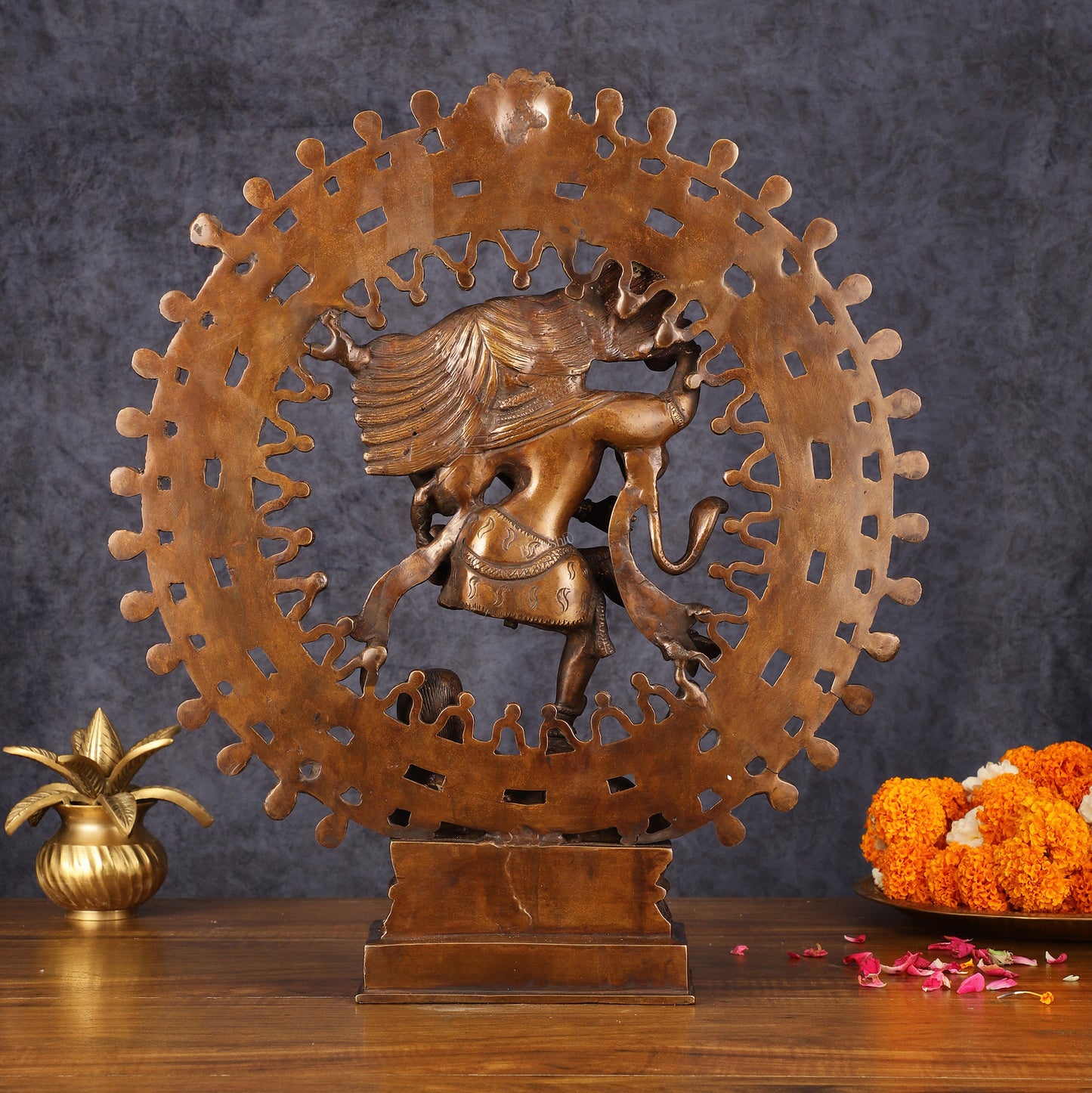 Vintage Brass Superfine Nataraja Statue with Beautiful Dreadlocks - 17" Divine Sculpture