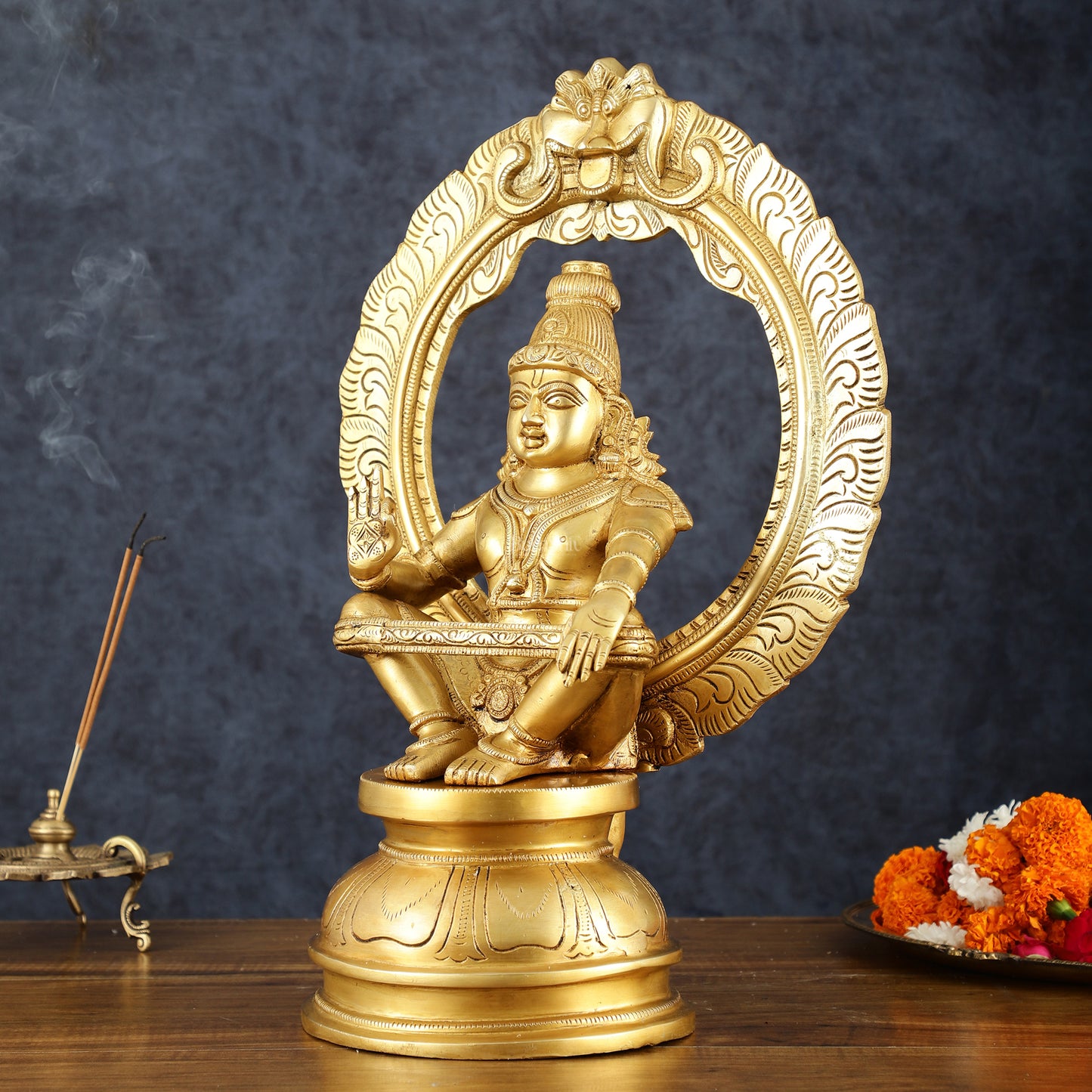 Brass Lord Ayyappa Swamy Ayyappan Statue - 18"