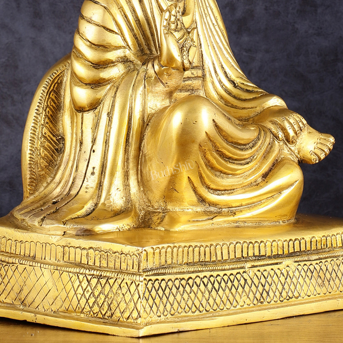 Brass Baba Guru Nanak Dev Ji Statue - Sacred Sikh Religious Sculpture 11 inch