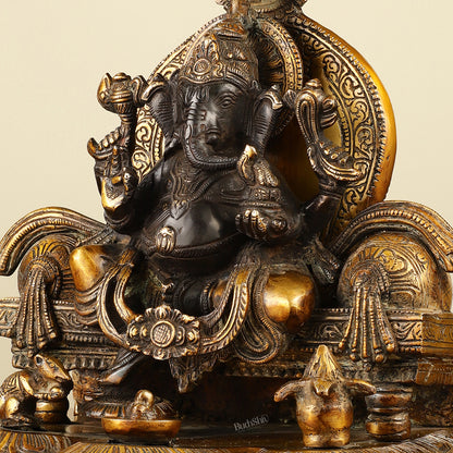 Fine Brass Handcrafted Lord Ganesha Statue - Black 10"