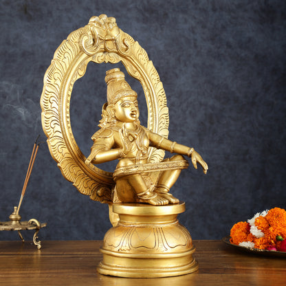 Brass Lord Ayyappa Swamy Ayyappan Statue - 18"