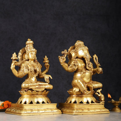 Brass Ganesh Lakshmi Pair - 12 inch