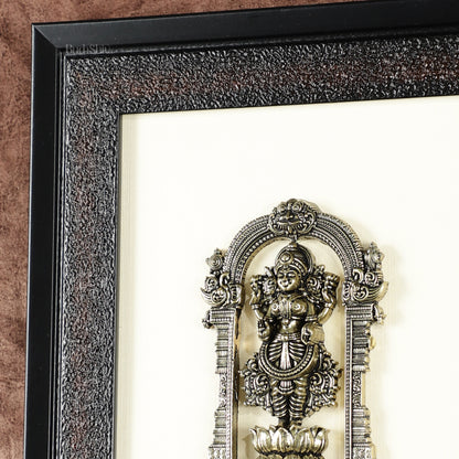 Pure Brass Superfine Standing Lakshmi Hanging on Wooden Frame - 9.5 Inch