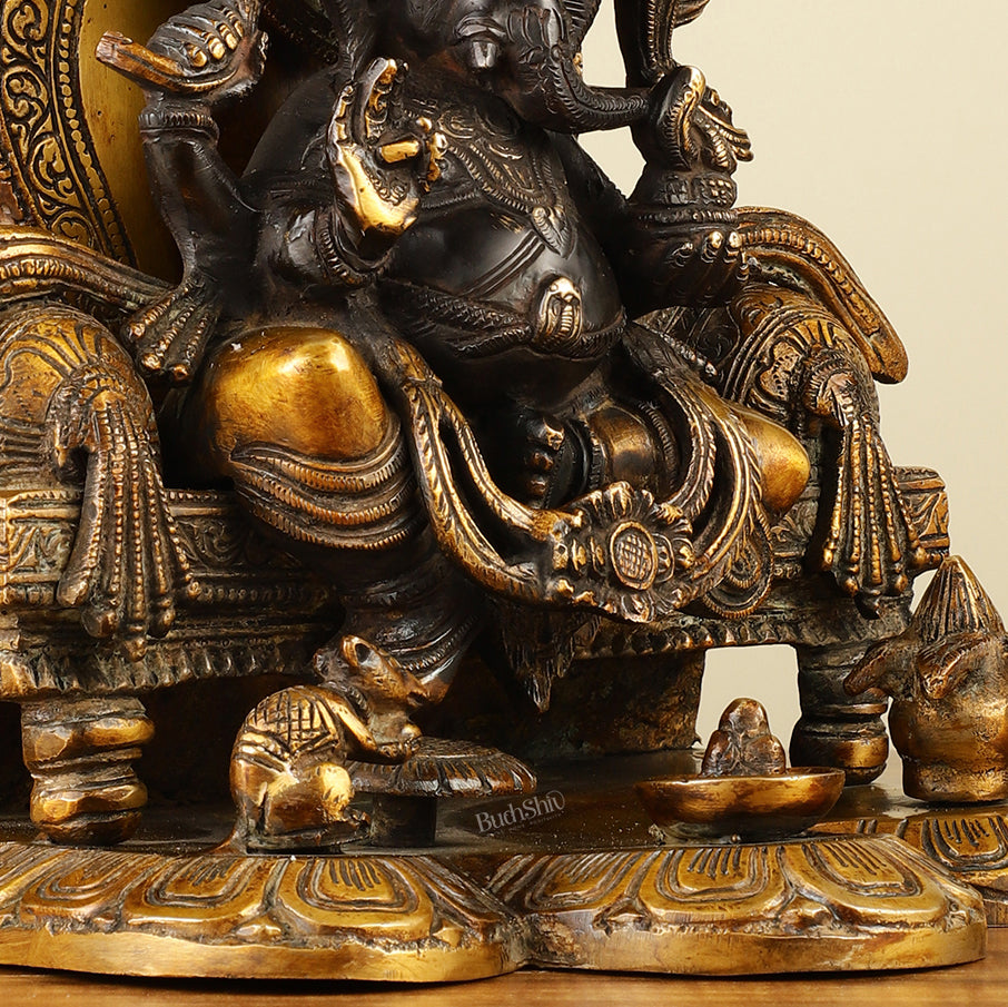 Fine Brass Handcrafted Lord Ganesha Statue - Black 10"