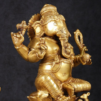 Brass Ganesh Lakshmi Pair - 12 inch