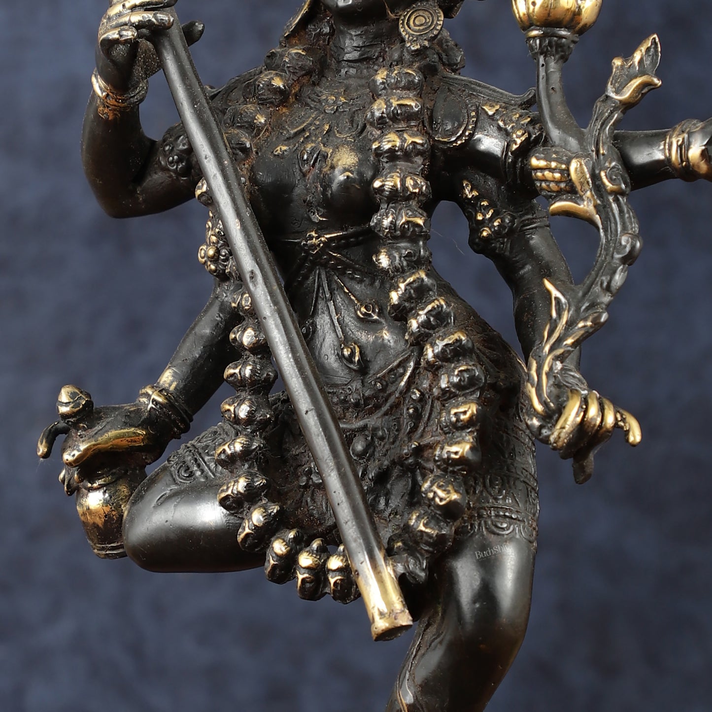 Indonesian Bronze Rare Dancing Mahakali Ma Statue | Height: 16.5 inch black edition