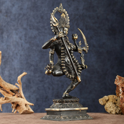 Indonesian Bronze Rare Dancing Mahakali Ma Statue | Height: 16.5 inch black edition