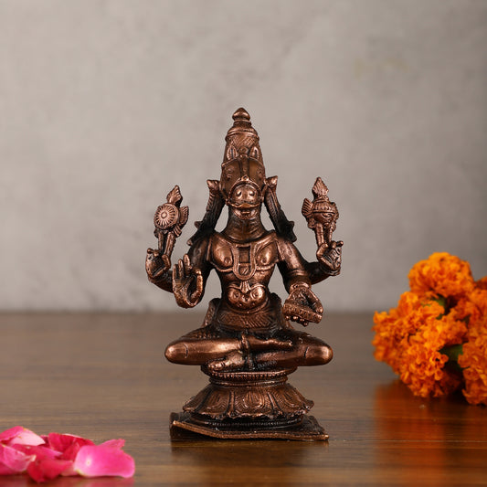 Pure Copper Hayagriva Idol - 5 Inches