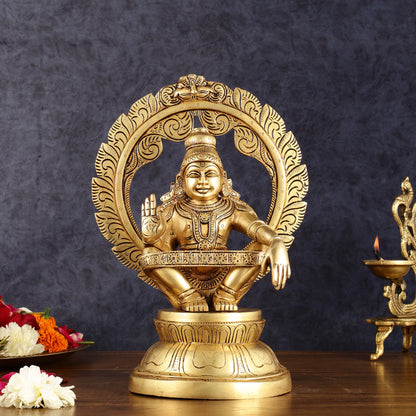 Pure Brass Superfine Ayyappa Swamy Idol - 12"