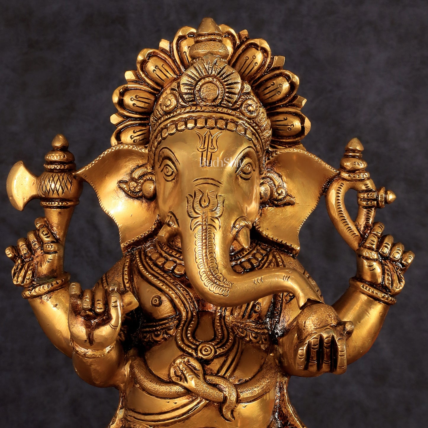 Pure Brass Ganesha Statue - 11 Inch