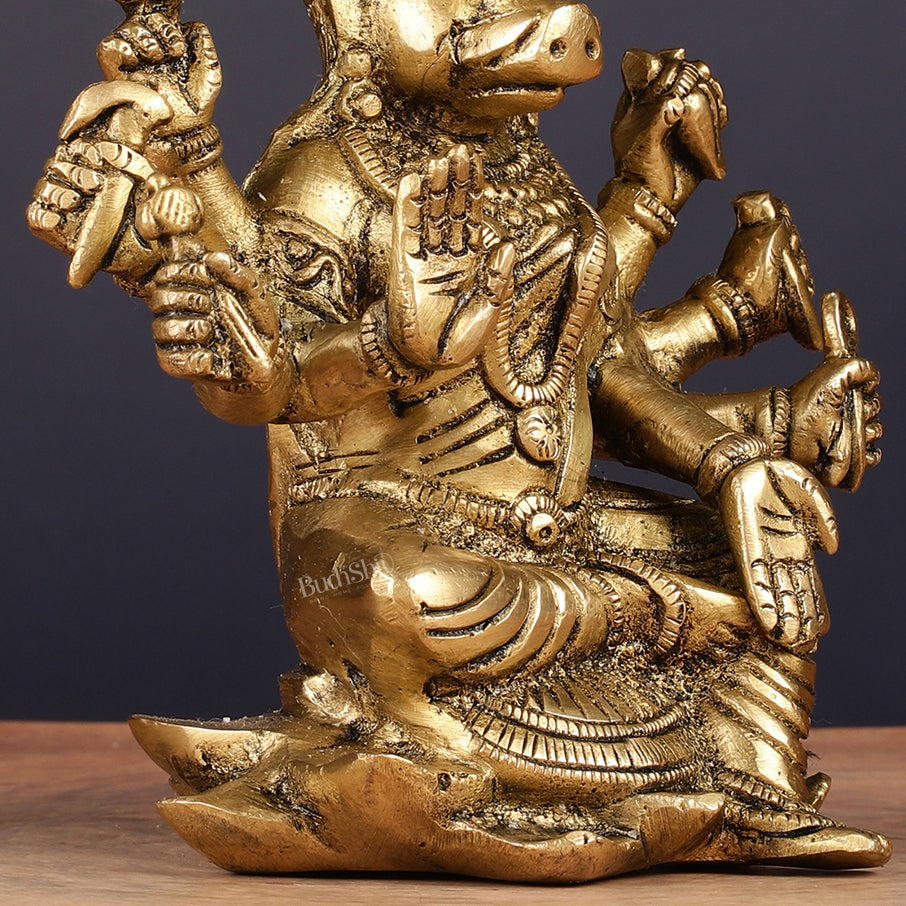 Brass Varahi amman statue 6" matte gold