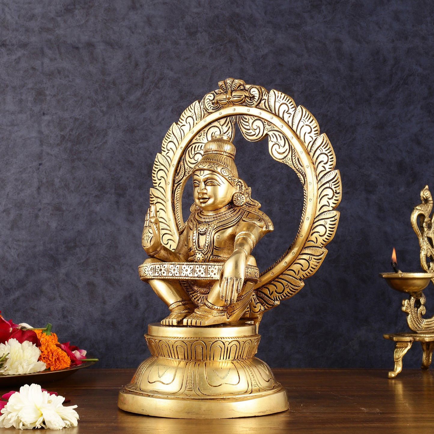 Pure Brass Superfine Ayyappa Swamy Idol - 12"