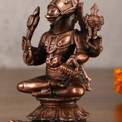 Pure Copper Hayagriva Idol - 5 Inches