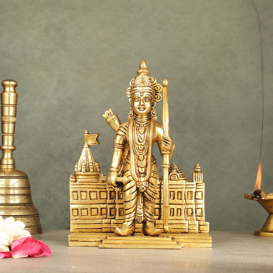 Brass standing Rama with Ayodhya temple idol 8"