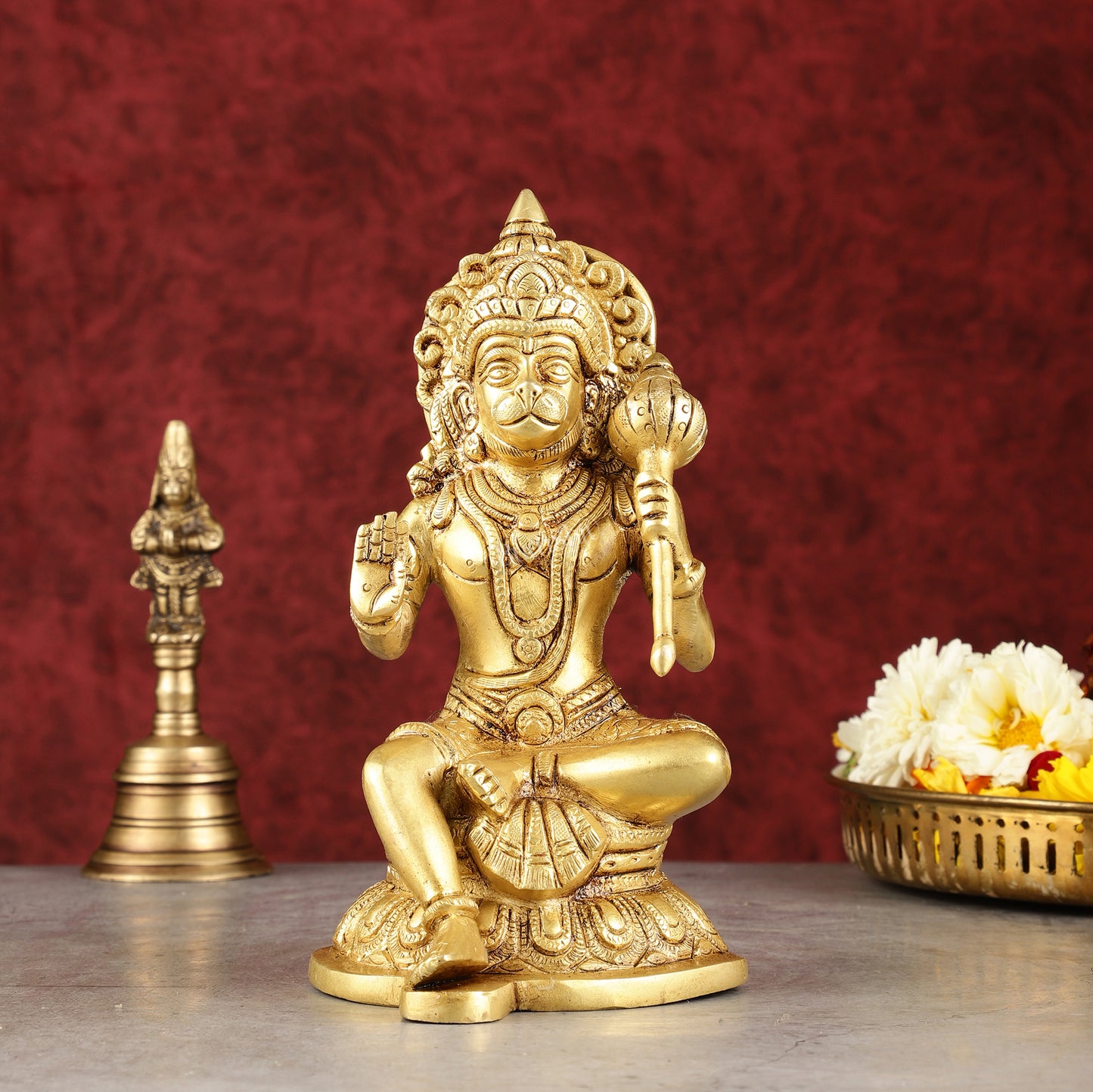 Pure Brass Handcrafted lord Hanuman Idol - 8"