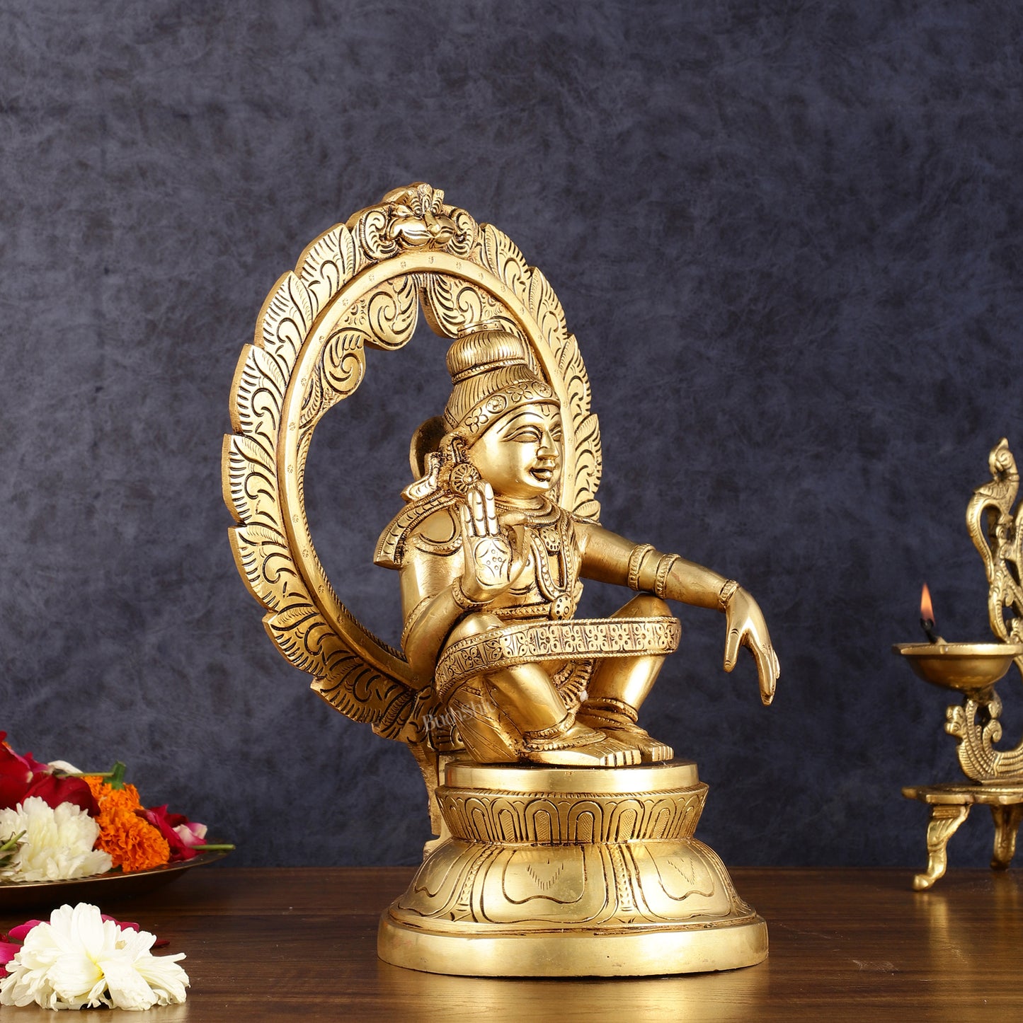 Pure Brass Superfine Ayyappa Swamy Idol - 12"