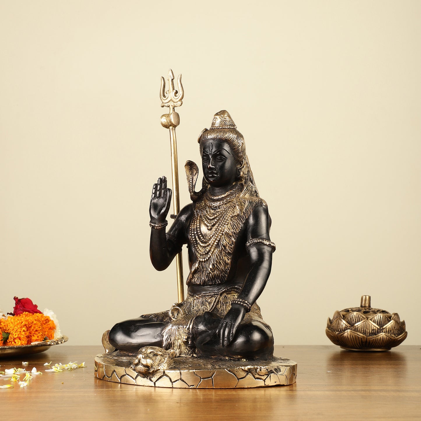 Brass Handcrafted Lord Shiva idol black tone | 9.5"