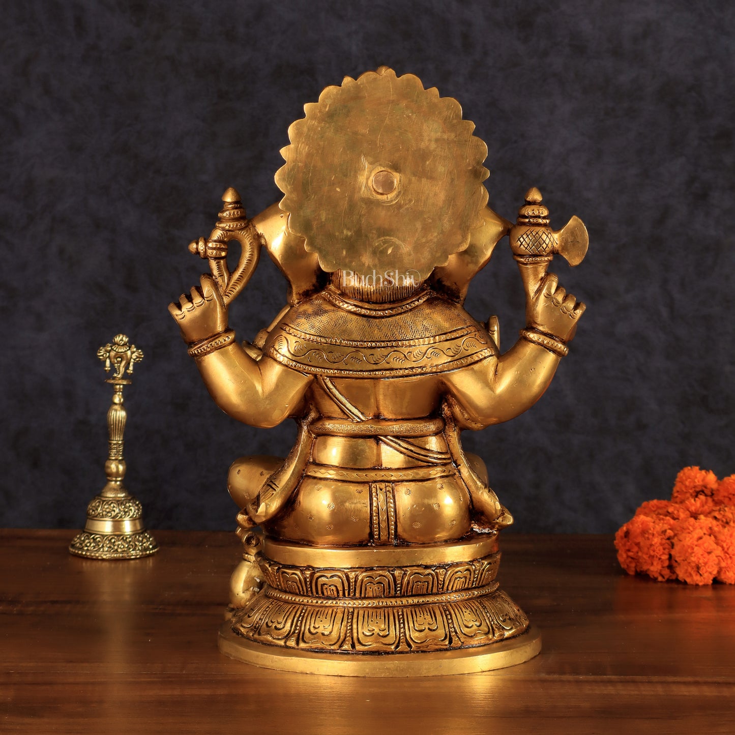 Pure Brass Ganesha Statue - 11 Inch