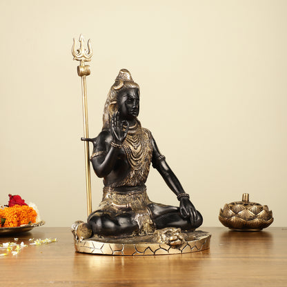 Brass Handcrafted Lord Shiva idol black tone | 9.5"