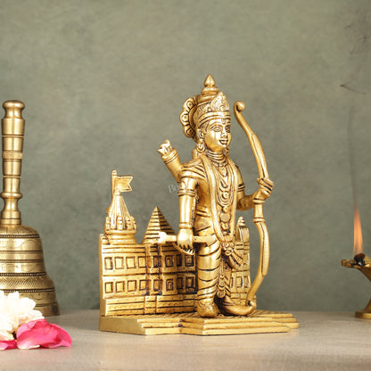 Brass standing Rama with Ayodhya temple idol 8"