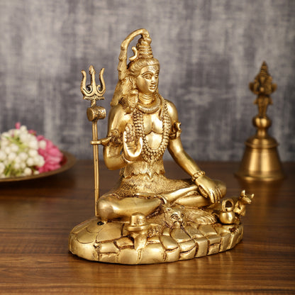 Pure Brass Highly Detailed Lord Shiva Statue | 9 Inch