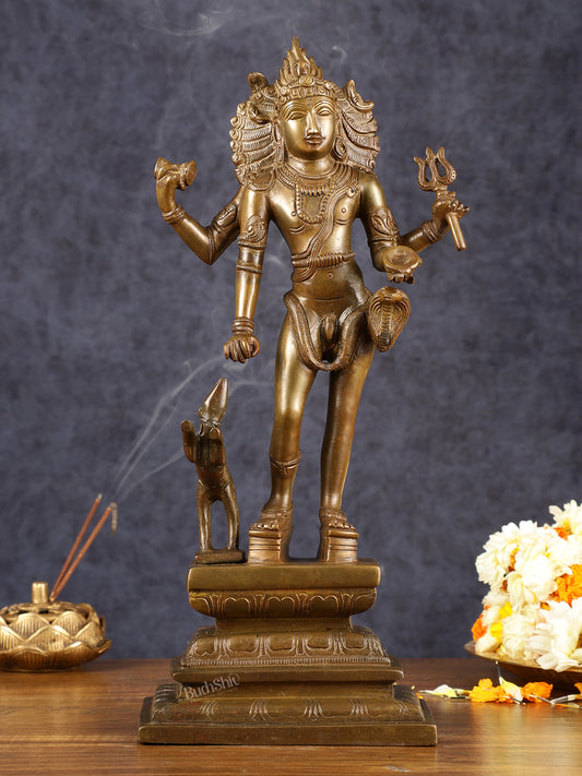 Bhikshasthana Shiva Kaal Bhairava Brass Statue | Height: 14.5 inch