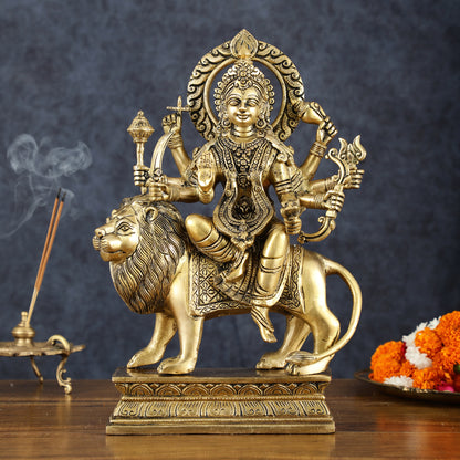 Exquisite Brass Superfine Goddess Durga Statue - 15 Inch