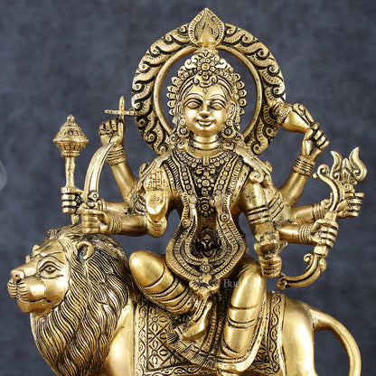 Exquisite Brass Superfine Goddess Durga Statue - 15 Inch