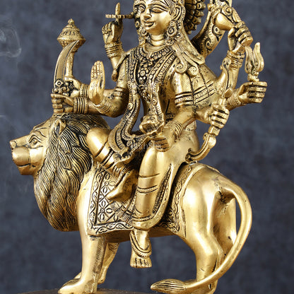 Exquisite Brass Superfine Goddess Durga Statue - 15 Inch